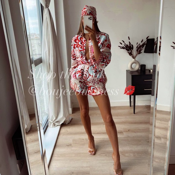 ZARA BNWT Printed Short Set with Scarf 3pc Coord Set - Picture 5 of 7